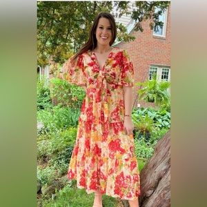 Flying Tomato Petal Burst/ Matilda Tiered Midi Dress.